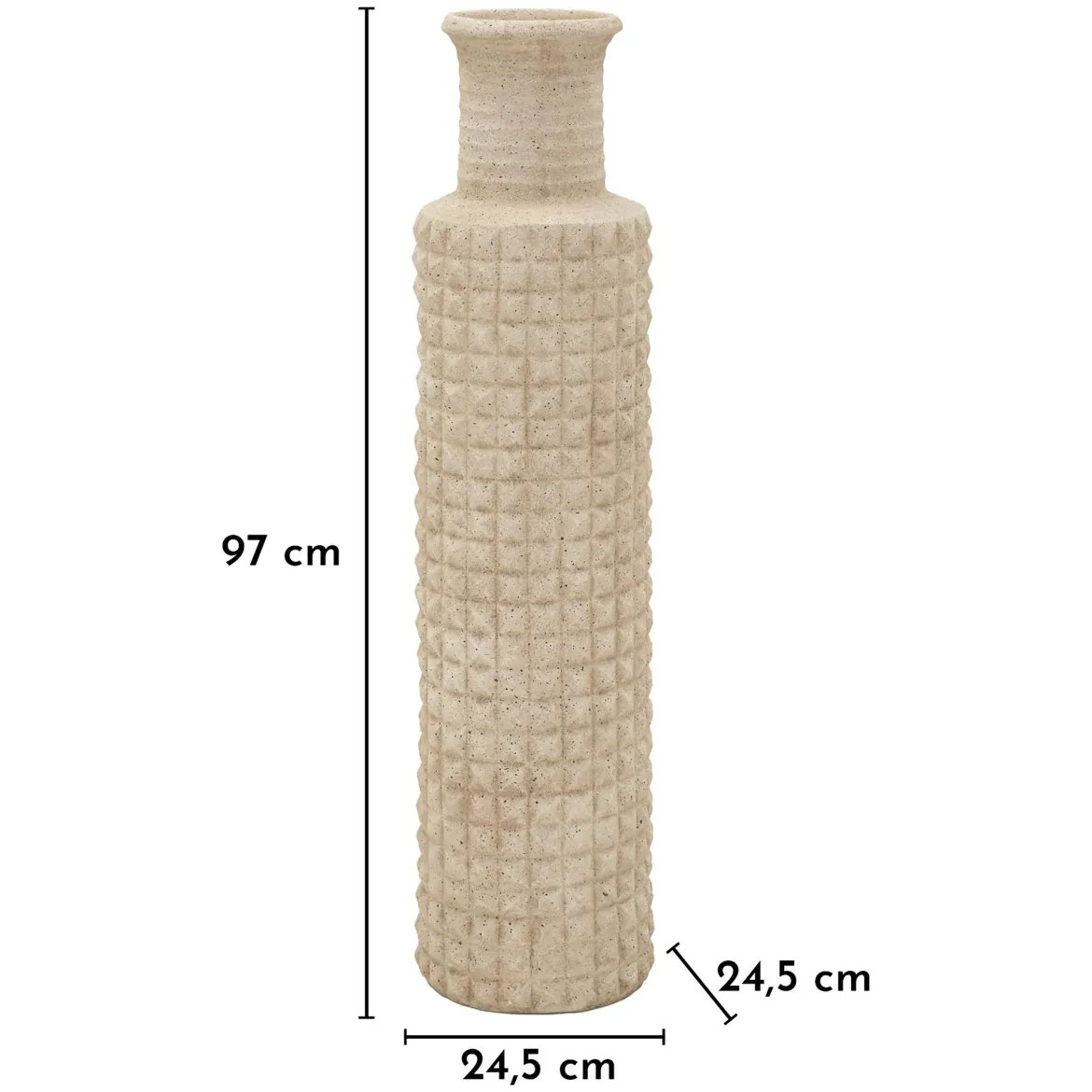 Vaso Beige Finitura Effetto Sabbia Diametro 14 cm, - Fati