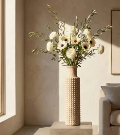 Vaso Beige Finitura Effetto Sabbia Diametro 14 cm, - Fati