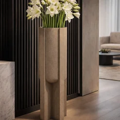 Vaso Beige Finitura Geometrica, - Fato