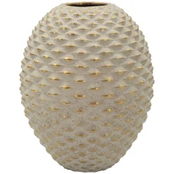 Vaso Beige oro Finitura Geometrica a Rilievo Colore Struttura oro, Diametro 7 cm - Faso