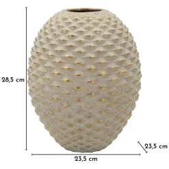 Vaso Beige oro Finitura Geometrica a Rilievo Colore Struttura oro, Diametro 8.5 cm - Dabari
