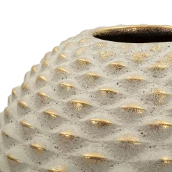 Vaso Beige oro Finitura Geometrica a Rilievo Colore Struttura oro, Diametro 8.5 cm - Dabari