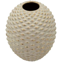 Vaso Beige oro Finitura Geometrica a Rilievo Colore Struttura oro, Diametro 8.5 cm - Dabari