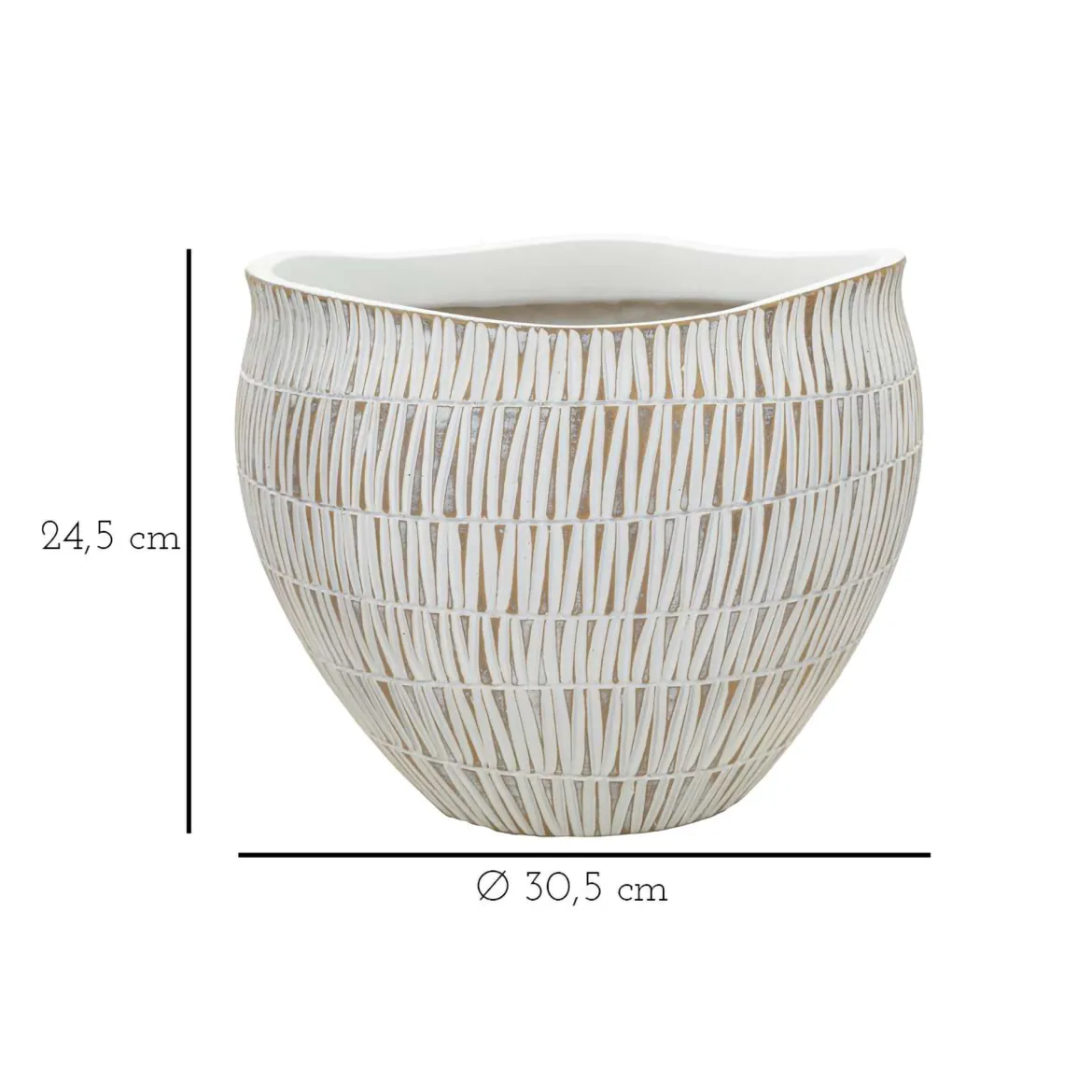 Vaso Bianco Beige Colore Struttura Beige Diametro 26.5 cm, - Celso