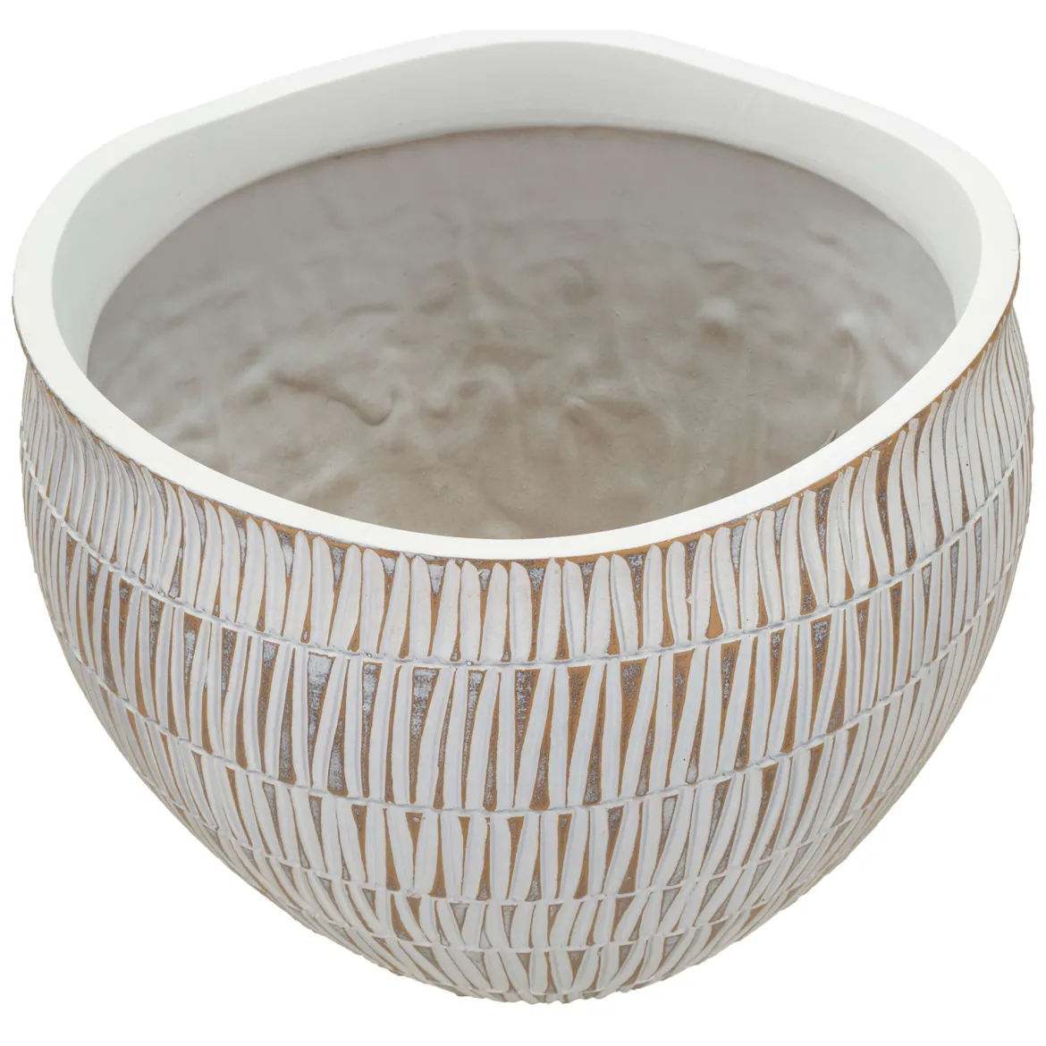 Vaso Bianco Beige Colore Struttura Beige Diametro 26.5 cm, - Celso