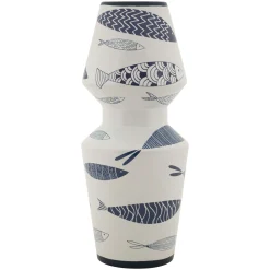 Vaso Bianco blu Disegni con Pesci Colore Struttura blu, - Verra