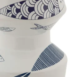 Vaso Bianco blu Disegni con Pesci Colore Struttura blu, Diametro 6 cm - Aurel