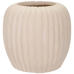 Vaso Bianco Crema Finitura Scanalata Diametro 16 cm, Sfumatura Colore Struttura Crema - Pangni