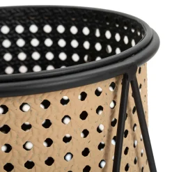 Vaso Bianco Crema Nero set 2 Vasi, Portavasi Rimovibili Colore Struttura Nero, Diametro Vaso Grande: 20, Vaso Piccolo: 18 cm - Sisimi