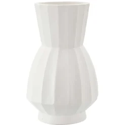 Vaso Bianco Lavorazione Scanalata Diametro 16 cm, - Darehamo