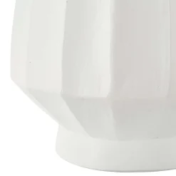 Vaso Bianco Lavorazione Scanalata Diametro 16 cm, - Darehamo
