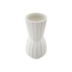 Vaso Bianco Lavorazione Scanalata Diametro 16.5 cm, - Daranita