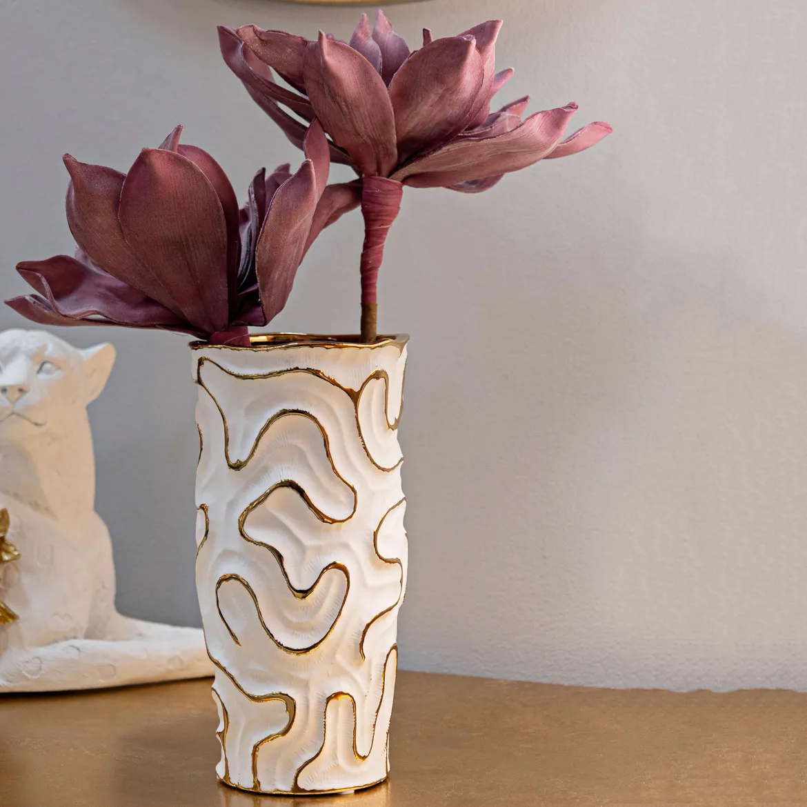 Vaso Bianco oro Colore Struttura oro, - Elide
