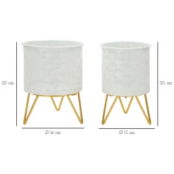 Vaso Bianco oro set 2 Vasi, Portavasi Rimovibili Colore Struttura oro, - OldCro