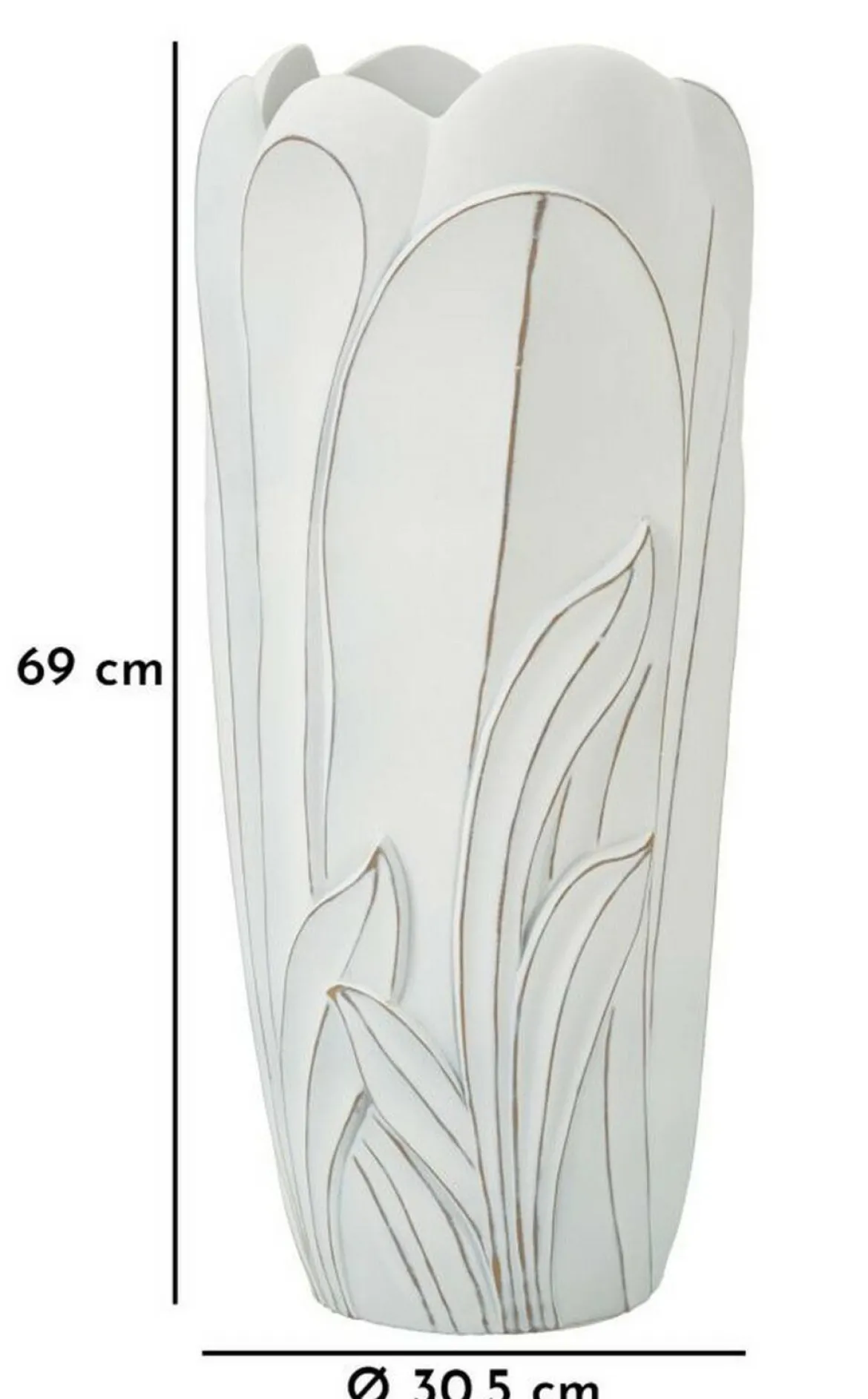 Vaso Brabbia, 31x31 h69 cm, Bianco