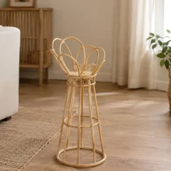 Vaso Marrone Rovere Portavaso Finiture in Rattan Materiale Struttura in Plastica, Sfumatura Colore Struttura Rovere - Dalotami