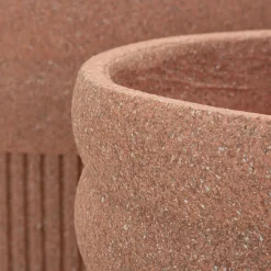 Vaso Marrone Terracotta set 3 Vasi Diametro Vaso Grande: 37, Vaso Medio: 32, Vaso Piccolo: 27 cm, Sfumatura Colore Struttura Terracotta - Gafase