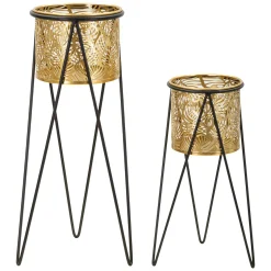 Vaso oro Nero set 2 Vasi, Portavasi Rimovibili Colore Struttura Nero, - ElTocu