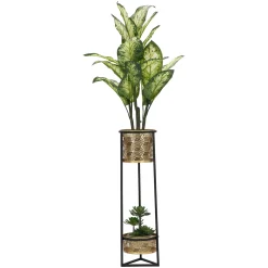 Vaso oro Nero set 2 Vasi, Portavasi Rimovibili Colore Struttura Nero, Diametro Vaso Grande: 16, Vaso Piccolo: 13 cm - Samara
