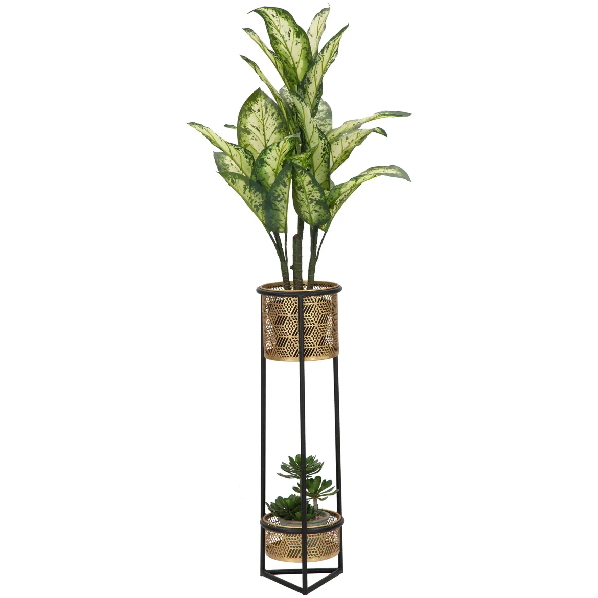 Vaso oro Nero set 2 Vasi, Portavasi Rimovibili Colore Struttura Nero, Diametro Vaso Grande: 16, Vaso Piccolo: 13 cm - Samara
