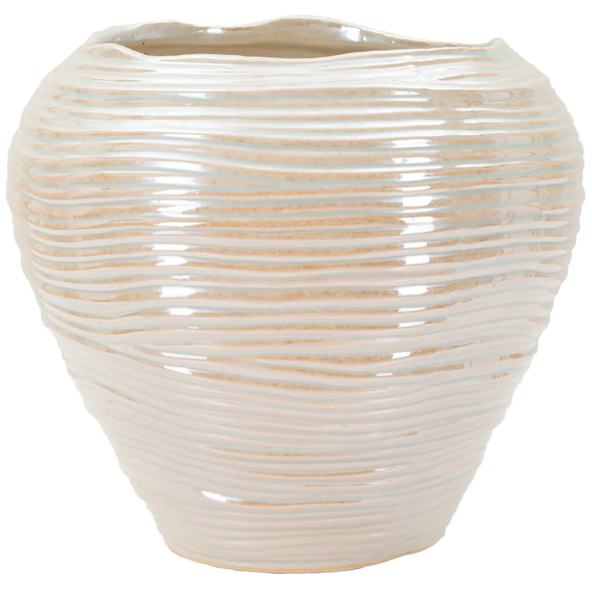 Vaso Rosa Bianco Crema Finitura Effetto Materico Colore Struttura Bianco, Sfumatura Colore Struttura Crema - Batobamo