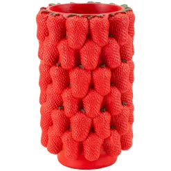 Vaso Rosso Disegni con Fragole Diametro 13.5 cm, - Giano