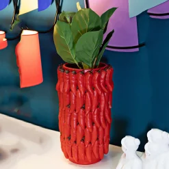 Vaso Rosso Disegni con Peperoncini Diametro 13 cm, - Elmo