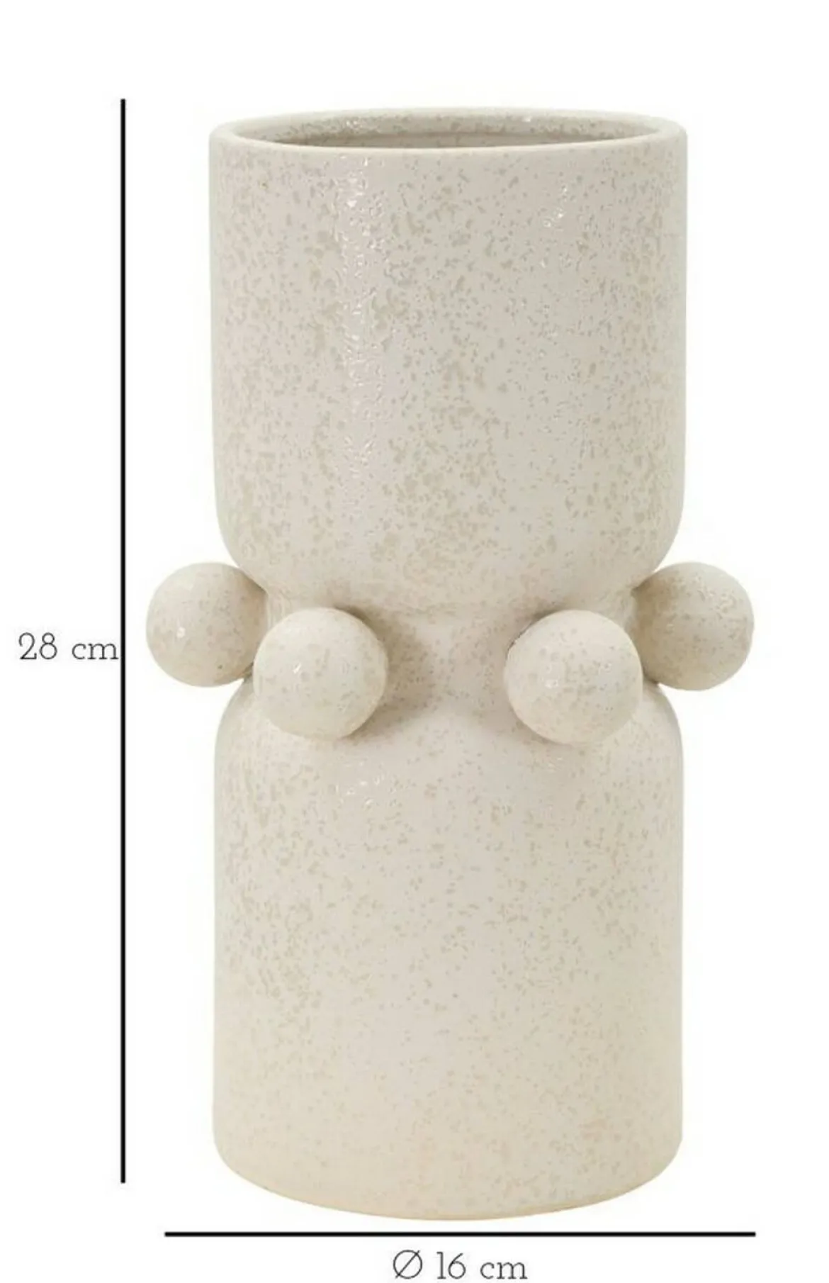 Vaso Tom, Crema, 16x16 h28 cm