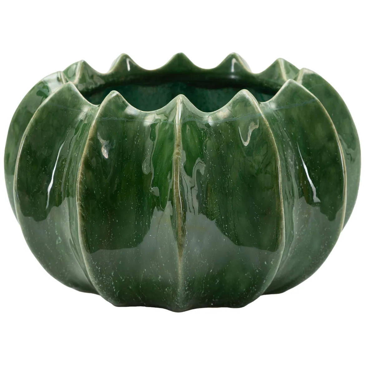 Vaso Verde Disegno con Cactus Diametro 13.5 cm, - Batase