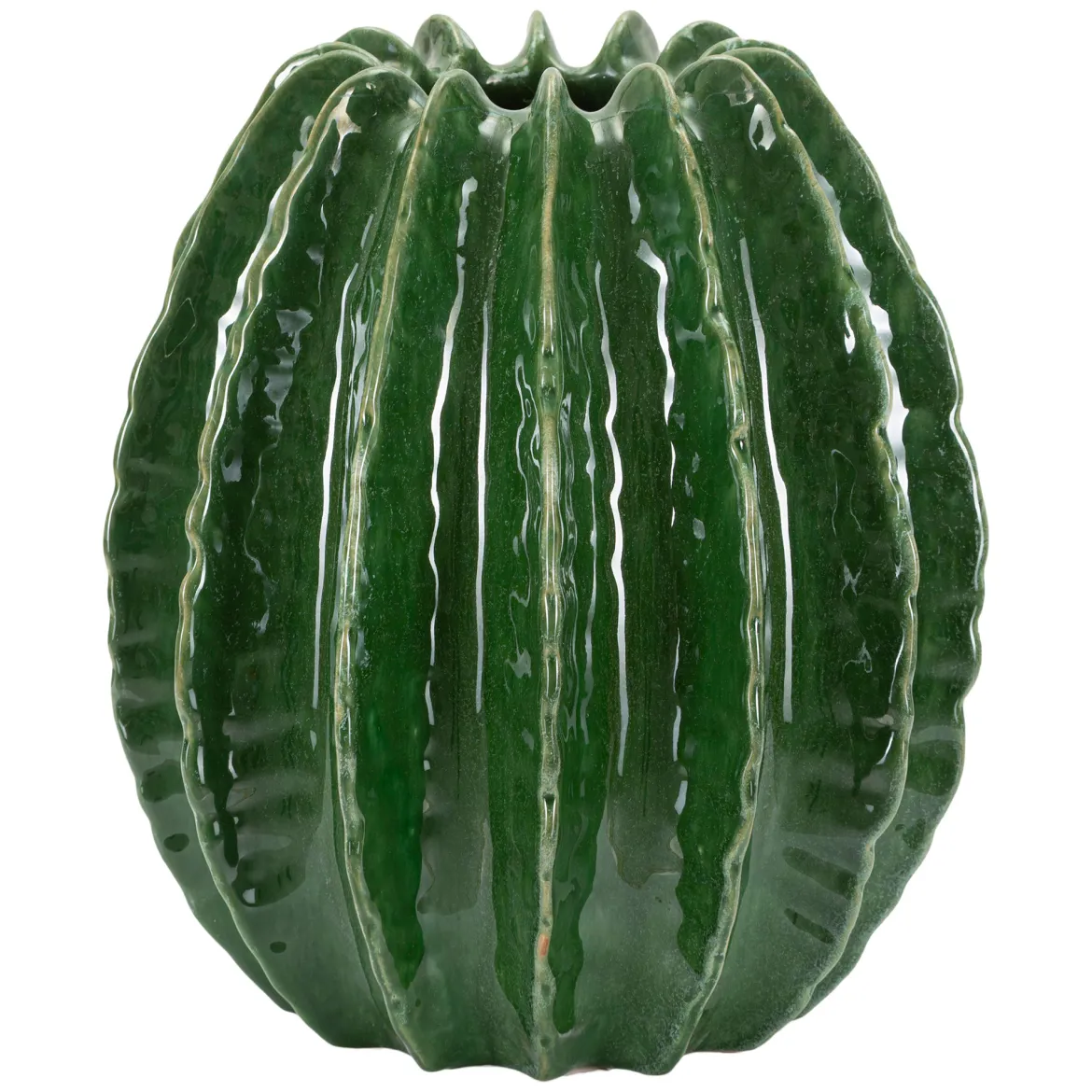 Vaso Verde Disegno con Cactus Diametro 9 cm, - KohYao