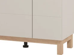 Vetrina Beige Marrone Rovere Nodi 4 Ripiani Apertura Battente 58x40x193h cm, 2 Ante - Sparso