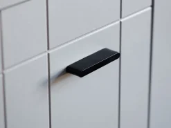 Vetrina Beige Nero 2 Ripiani 2 Ante 83.5x35x130h cm, 3 Vani - Imbaro