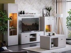 Vetrina Beige Nero 4 Ripiani Un'anta 58x35x194h cm, 5 Vani - Palena