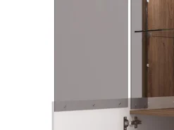 Vetrina Bianco Marrone Rovere Nodi 4 Ripiani Apertura Battente 78.5x40x143h cm, 2 Ante - Suello