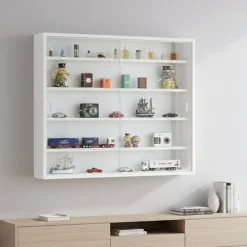 Vetrina Bianco 4 Ripiani 2 Ante 60x80x10h cm, 5 Vani - Oulx