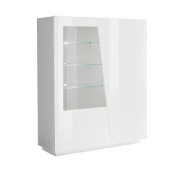 Vetrina Bianco 7 Ripiani 2 Ante 120x43x146h cm, 9 Vani - Montano