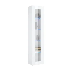 Vetrina Bianco 4 Ripiani Un'anta 40x30x180h cm, 5 Vani - Arnika