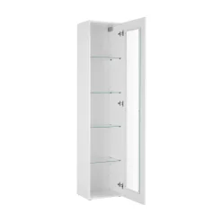 Vetrina Bianco 4 Ripiani Un'anta 40x30x180h cm, 5 Vani - Arnika