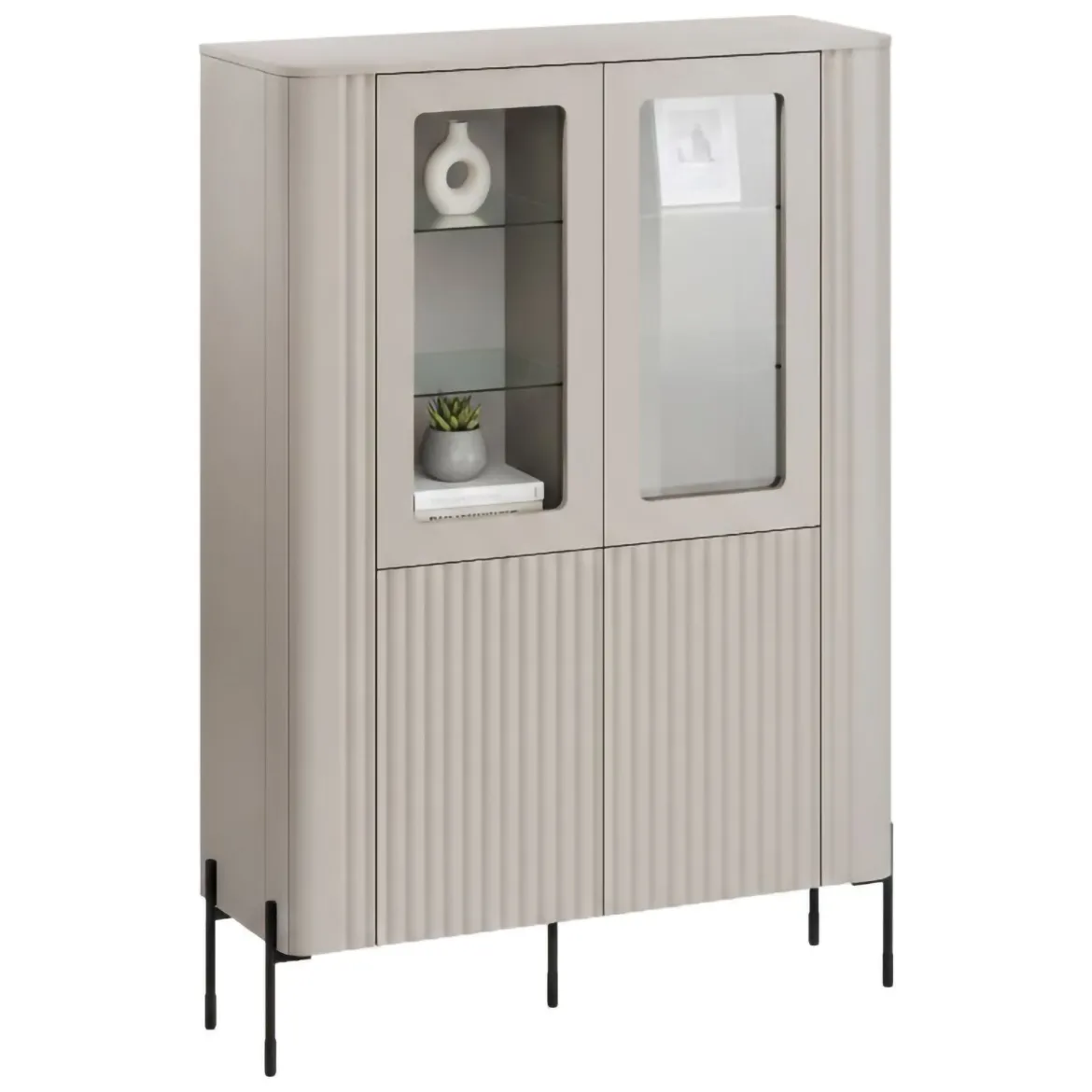 Vetrina Cimino, 110x40 h160 cm, Beige