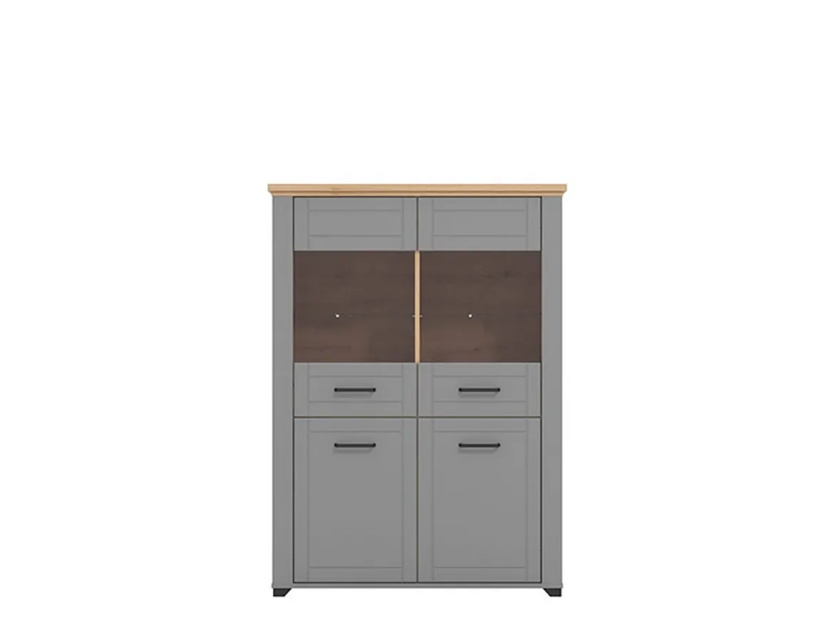 Vetrina Grigio Marrone 6 Ripiani 4 Ante 103.5x41x143h cm, 8 Vani - Sarconi