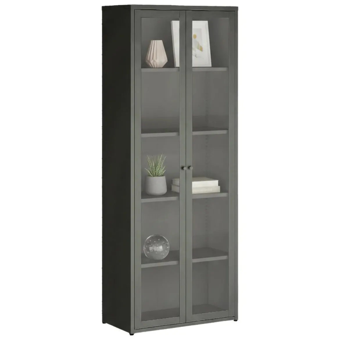 Vetrina in metallo 2 ante 70x35x180h cm ardesia - Izano