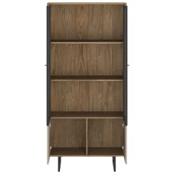 Vetrina Marrone Noce Beige 3 Ripiani 2 Ante 190x40x90h cm, Anta Dettaglio Vetro - Agro