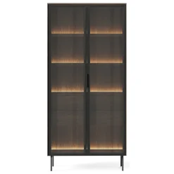 Vetrina Marrone Noce Trasparente 8 Ripiani 2 Ante 94x40x196h cm, con led - Katiso