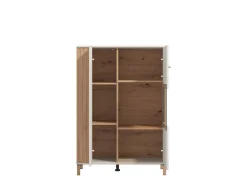 Vetrina Marrone Rovere Nodi Beige 4 Ripiani Cassetti 59.5x40x192.5h cm, Un'anta - Mondaino