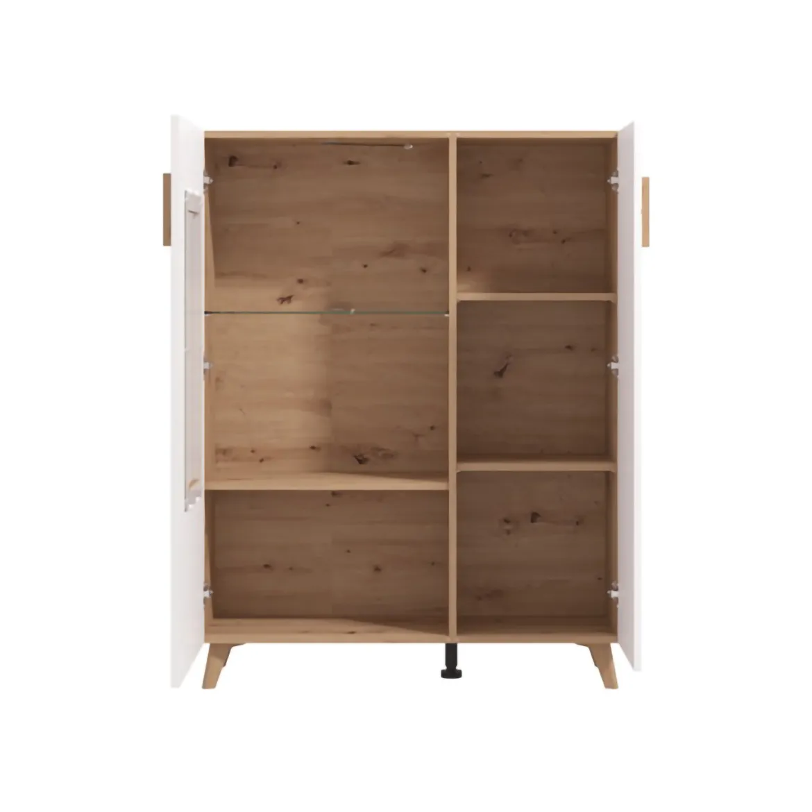 Vetrina Marrone Rovere Nodi Bianco un Ripiano Apertura Battente 58x35x202.5h cm, Un'anta - Camastra