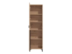 Vetrina Marrone Rovere Nodi Nero 4 Ripiani Apertura Battente 54.5x40x195h cm, 2 Ante - Sorisole