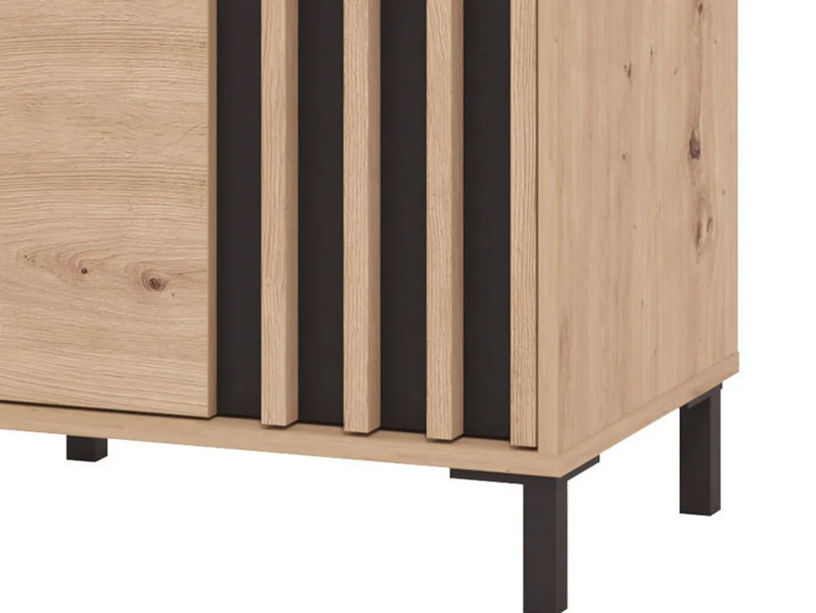 Vetrina Marrone Rovere Nodi Nero 4 Ripiani Apertura Battente 54.5x40x195h cm, 2 Ante - Sorisole