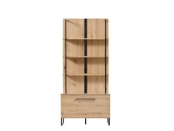 Vetrina Marrone Rovere Nodi Nero 4 Ripiani Un'anta 55x40x193h cm, con Piedini - Calto