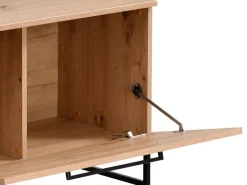 Vetrina Marrone Rovere Nodi Nero 4 Ripiani Un'anta 55x40x193h cm, con Piedini - Calto