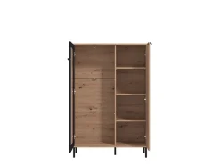 Vetrina Marrone Rovere Nodi Nero 6 Ripiani 2 Ante 90x40x149h cm, con Piedini - Lafasoli